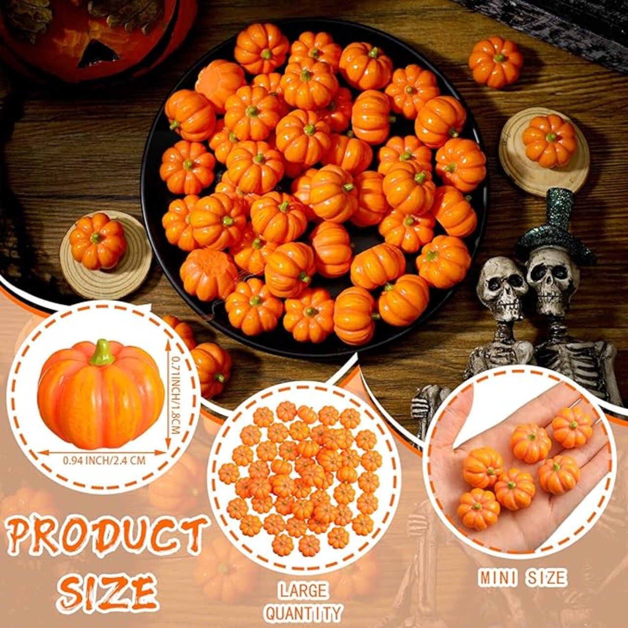 50 Pcs Thanksgiving Mini Resin Pumpkins - Tiny Miniature Faux Pumpkins for Crafts & DIY - Small Fall Vase and Bowl Fillers for Autumn Home Decor, Thanksgiving Table Scatters, and Party Favors